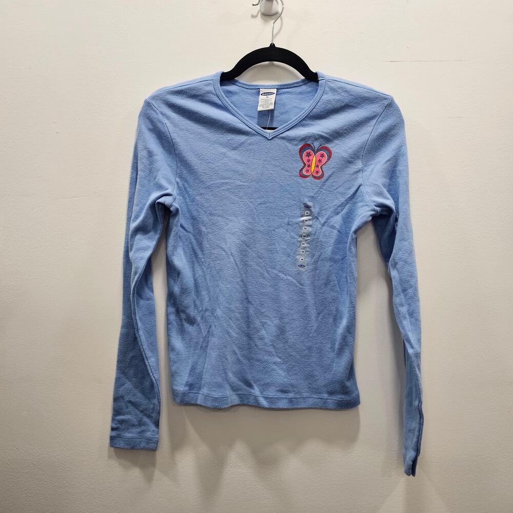 VINTAGE Y2K 2000s NEW with tag Old Navy Girls Long Sleeve Top Blue Butterfly 16